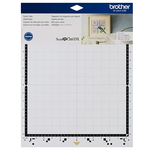Mata do tekstyliów 30x30 cm do ploterów Brother SDX, biała z czarnymi krawędziami. Kwadratowy kształt z siatką pomiarową, przeznaczona do precyzyjnego cięcia materiałów. Widoczne logo Brother oraz oznaczenia na krawędziach.