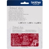 Aktywacyjna karta kolekcji wzorów Tattered Lace 11 do ploterów Brother. Na białym tle widoczny napis Tattered Lace oraz różnorodne wzory florystyczne w kolorze czerwonym. Karta zawiera instrukcje w kilku językach oraz logo Brother.