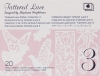Kolekcja wzorów Tattered Lace 3, zaprojektowana przez Stephanie Weightman, zawiera 20 unikalnych wzorów na różowym tle. Widoczny jest duży numer 3 oraz napisy w różnych językach, w tym angielskim i japońskim.