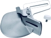 Zestaw akcesoriów do covera Minerva CS1000 zawiera metalową osłonę z zaokrąglonym brzegiem, mocowaną na uchwycie, oraz małą śrubę z białym pokrętłem. Ujęcie z boku, ukazuje detale konstrukcji i wykończenia produktu.