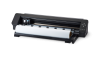 Ploter tnący Silhouette Cameo Pro MK II w kolorze czarnym, leżący na płaskiej powierzchni. Na urządzeniu widoczne są dwa wkłady tuszu oraz przyciski do obsługi. Z przodu umieszczony jest biały rolka papieru.