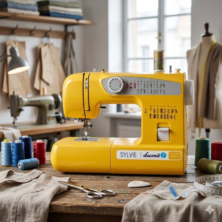 Maszyna do szycia Łucznik Sylvie łączy nowoczesny wygląd z praktycznymi możliwościami. Żółta obudowa nadaje jej charakteru, a bogaty zestaw ściegów pozwala szyć zarówno użytkowo, jak i ozdobnie.