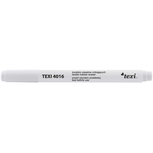 Korektor do mazaków pisaków znikających ERASER w kolorze białym, z wyraźnym napisem ERASER na korpusie. Posiada końcówkę w formie pisaka, przeznaczony do usuwania błędów z powierzchni pisania.
