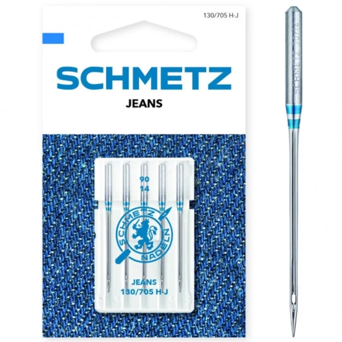 Igły Schmetz Jeans 90/14 do maszyn domowych sprawdzą się przy szyciu jeansu i grubszych tkanin. Wzmocniona konstrukcja wspiera płynne szycie, zmniejsza ryzyko uszkodzenia igły i pomaga uzyskać równy ścieg. W opakowaniu 5 sztuk.