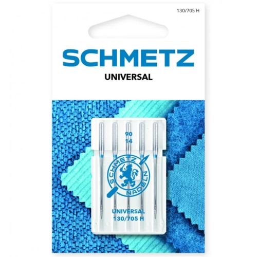 Schmetz Universal 130/705 H w rozmiarze 90/14 to uniwersalne igły do domowych maszyn do szycia. Są przeznaczone do wielu rodzajów tkanin, a delikatnie zaokrąglona końcówka zmniejsza ryzyko uszkodzenia materiału. W opakowaniu 5 sztuk.