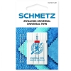 Igła podwójna SCHMETZ Universal Twin do domowych maszyn do szycia. Rozstaw 4,0 mm, grubość 80/12. Idealna do ozdobnych przeszyć, ryglowania i tworzenia zakładek na tkaninach naturalnych oraz syntetycznych. Wysoka jakość i precyzja wykonania.