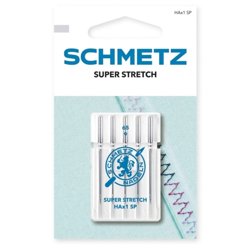 Zestaw 5 igieł SCHMETZ Super Stretch HAx1 SP 65 to praktyczny wybór do szycia wymagających, elastycznych materiałów. Model ten został przygotowany z myślą o bardzo rozciągliwych dzianinach.