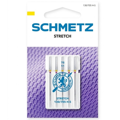 SCHMETZ Stretch 75/11 to igły do domowych maszyn do szycia, przeznaczone do pracy z materiałami rozciągliwymi. Są odpowiednie do dzianin, lycry i cienkich tkanin elastycznych, a ich budowa wspiera płynne szycie i lepsze formowanie ściegu.