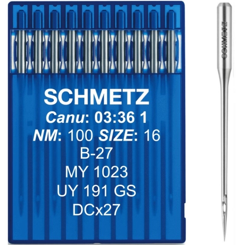 Igły przemysłowe SCHMETZ DCx27 NM 100 to komplet 10 sztuk przeznaczonych do owerloków. Zostały zaprojektowane z myślą o dokładnym szyciu, stabilnym prowadzeniu nici i uzyskaniu równego, estetycznego ściegu.