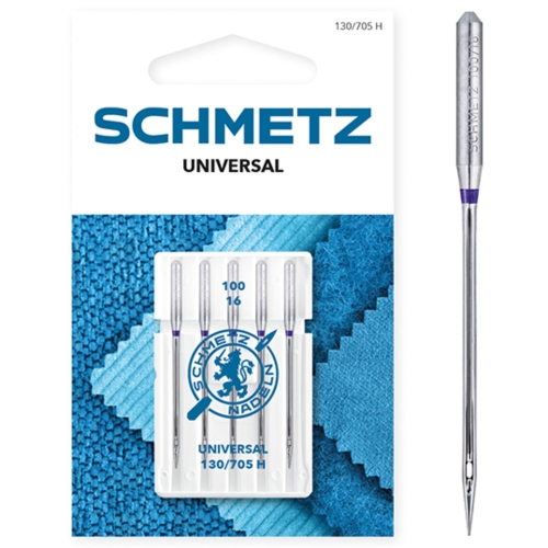 Praktyczny zestaw 5 igieł uniwersalnych marki Schmetz o grubości 100/16. Przeznaczone do domowych maszyn do szycia, idealne do grubszych tkanin. Pakowane w plastikowym etui, ułatwiającym przechowywanie i organizację w pracowni krawieckiej.