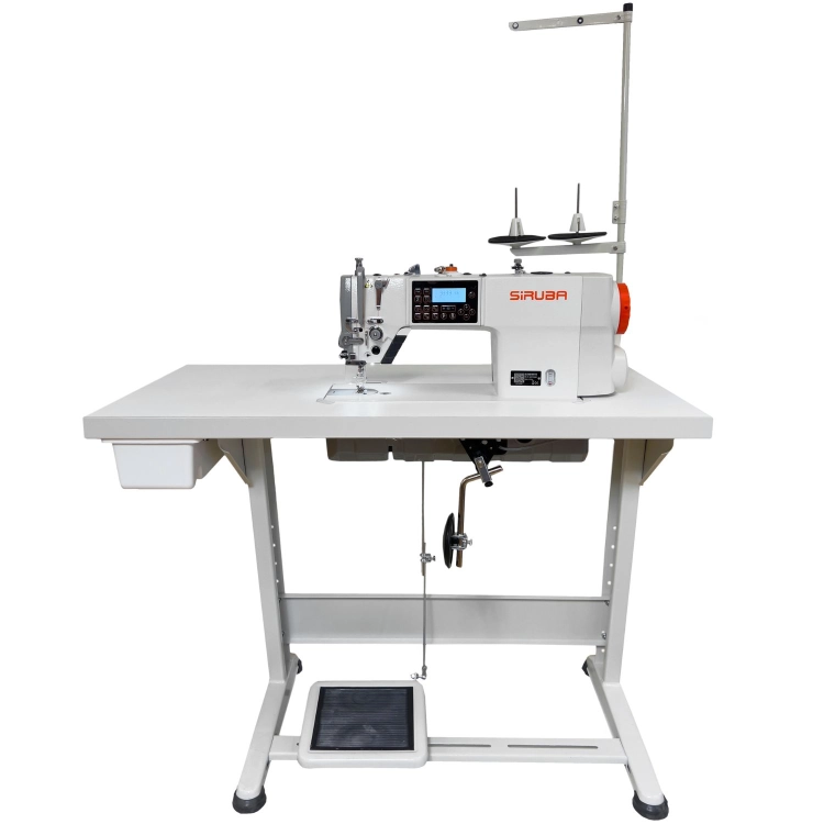 Głowica modelu SIRUBA DL7200D-NH1-16 łączy nowoczesny napęd, panel sterowania oraz automatyczne funkcje wspomagające szycie. Kompaktowa konstrukcja poprawia ergonomię pracy i ułatwia obsługę maszyny.