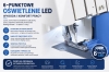 Grafika przedstawia 6-punktowe oświetlenie LED w Minerva AutoFlow Z-One. Pokazuje równomiernie doświetloną strefę szycia oraz korzyści: lepszą widoczność, większą precyzję i mniejsze zmęczenie wzroku.