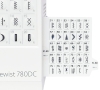 Panel maszyny do szycia Janome 780DC z widocznymi wzorami ściegów. Białe tło, czarne symbole ściegów w dwóch kolumnach, z numeracją od 21 do 80. U góry ikony reprezentujące różne techniki szycia, w tym wzory dekoracyjne i użytkowe.