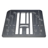 Część płytki ściegowej do maszyn Juno J30, J100, E1050 oraz Janome XL601 i DXL603. Płytka metalowa, prostokątna, z wycięciami i oznaczeniami długości (1, 5/8, 1/2, 3/8) oraz otworem montażowym na środku. Ujęcie z góry, na jednolitym tle.