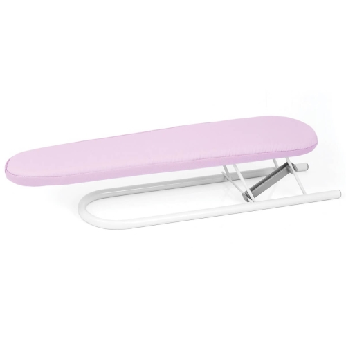 Rękawowy prasulec TEXI SLEEVE BUCK o długości 52 cm, z różowym pokryciem, na białej metalowej podstawie. Produkt leży poziomo, z widoczną prostokątną powierzchnią do prasowania, idealny do wygodnego prasowania rękawów i innych wąskich elementów odzieży.