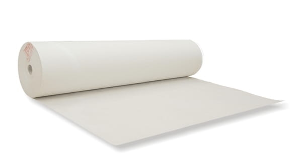 Stabilizator wydzierany z flizeliny z klejem, w kolorze białym, o wymiarach 90 cm x 50 mb, leżący na białym tle. Produkt ma gładką, matową powierzchnię i jest zwinięty w rolkę. Idealny do wzmocnień w szyciu i rzemiośle.