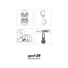Smar na bazie miedzi w sprayu 400ml Spirit 29, z ikonami przedstawiającymi śrubę, elementy złączone, temperaturę do 1000°C oraz termometr, na białym tle z logo Spirit 29 u dołu.