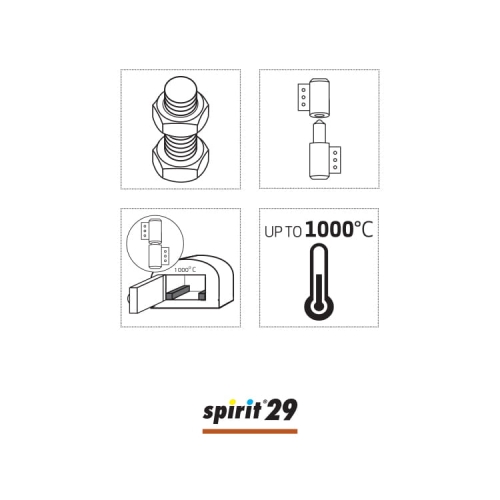 Smar na bazie miedzi w sprayu 400ml Spirit 29, z ikonami przedstawiającymi śrubę, elementy złączone, temperaturę do 1000°C oraz termometr, na białym tle z logo Spirit 29 u dołu.