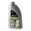 Silikonowy fluid Spirit 37 w szarej butelce 1l. Etykieta z nazwą produktu oraz napisem fluid silikonowy w kolorze zielonym. Butelka stojąca, z widocznym wlewem i teksturą. W tle widoczne szpulki nici.