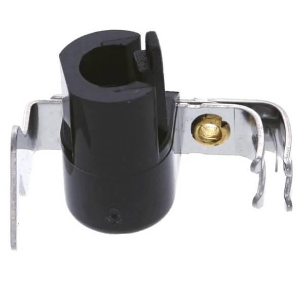 Nawlekacz igły do maszyn Brother (D01P32001) z czarnym, plastikowym elementem w kształcie cylindra oraz metalowymi zaczepami. Produkt widoczny z boku, z detalami mocowania. Idealny do ułatwienia nawlekania igły w maszynach do szycia.