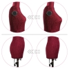 Manekin krawiecki DRESS FORM MULTI FLEX w kolorze bordowym, z regulowanym rozmiarem 36-48. Ujęcie pokazuje manekin z boku i z przodu, z widocznymi przegubami na ramionach i dolnej części, co umożliwia dostosowanie kształtu.