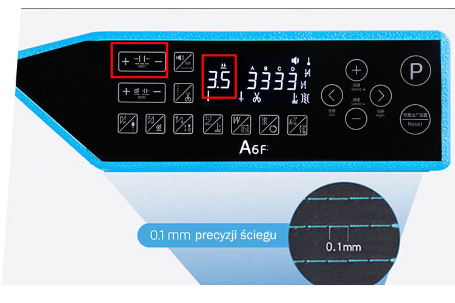Panel JACK A6F-EH z regulacją długości ściegu z dokładnością do 0,1 mm